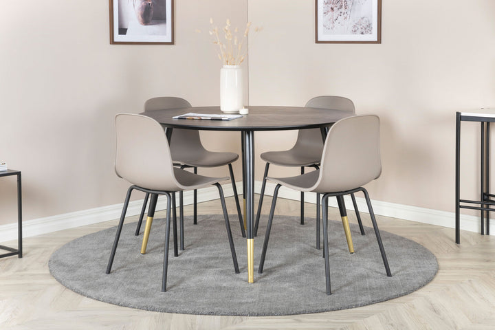 Venture Home Dipp Dining Table - 115cm - Black / Black Brass+Arctic Dining Chair - Black Legs - Khaki Plastic_4