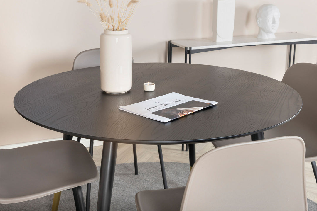 Venture Home Dipp Dining Table - 115cm - Black / Black Brass+Arctic Dining Chair - Black Legs - Khaki Plastic_4