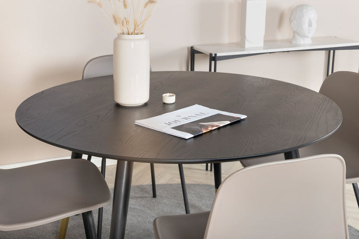 Venture Home Dipp Dining Table - 115cm - Black / Black Brass+Arctic Dining Chair - Black Legs - Khaki Plastic_4
