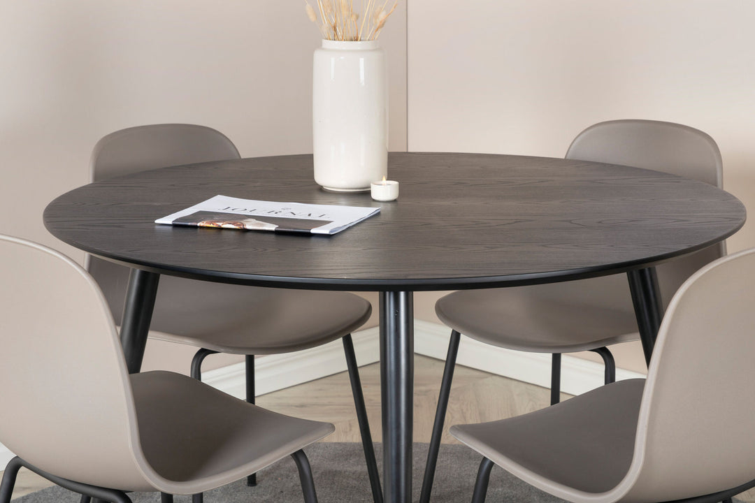 Venture Home Dipp Dining Table - 115cm - Black / Black Brass+Arctic Dining Chair - Black Legs - Khaki Plastic_4