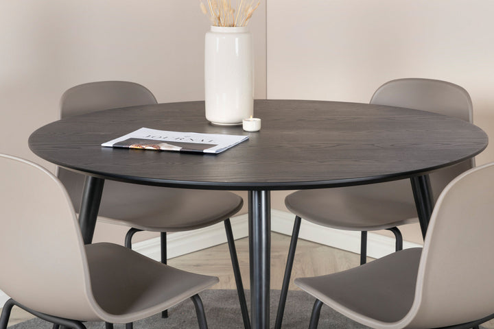 Venture Home Dipp Dining Table - 115cm - Black / Black Brass+Arctic Dining Chair - Black Legs - Khaki Plastic_4