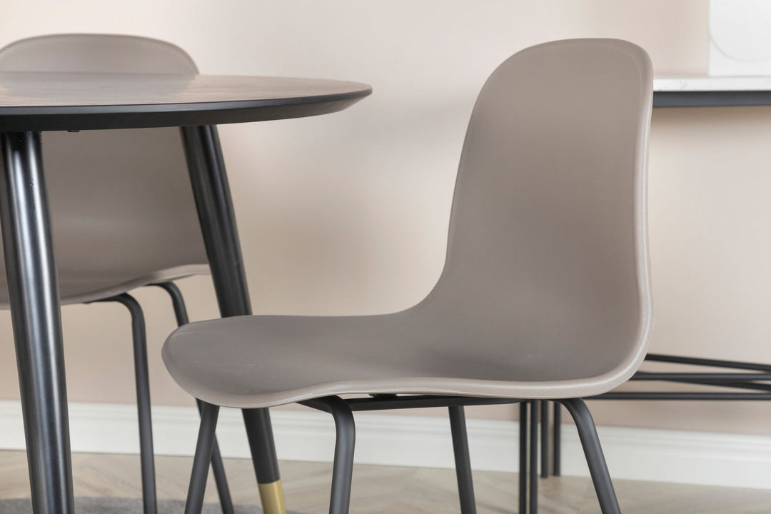 Venture Home Dipp Dining Table - 115cm - Black / Black Brass+Arctic Dining Chair - Black Legs - Khaki Plastic_4