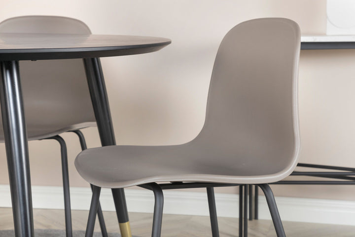 Venture Home Dipp Dining Table - 115cm - Black / Black Brass+Arctic Dining Chair - Black Legs - Khaki Plastic_4