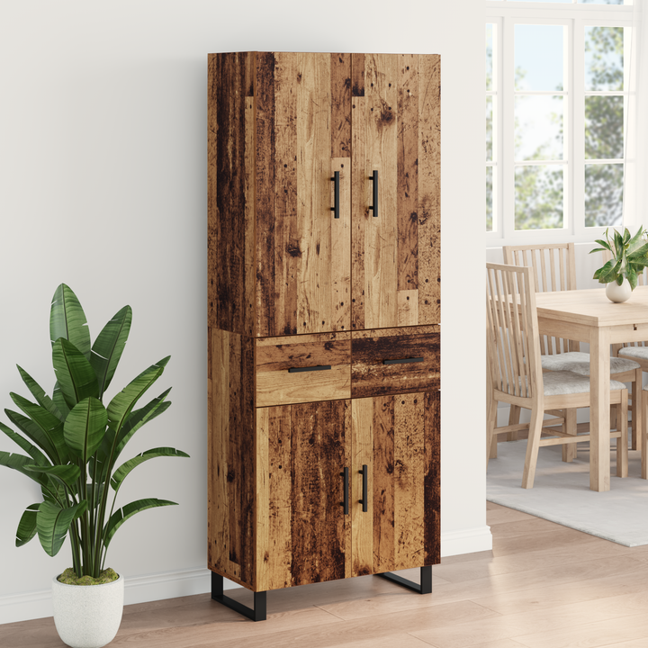 Highboard med skuffe 2 pcs Gammelt træ 69,5 x 34 x 180 cm