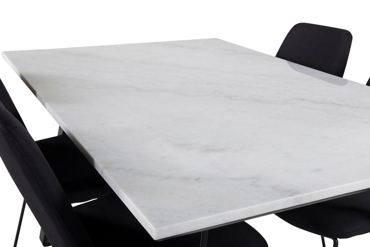 Venture Home Estelle Dining Table 140*90 - White / Black+Muce Dining Chair - Black Legs - Black Fabric_4