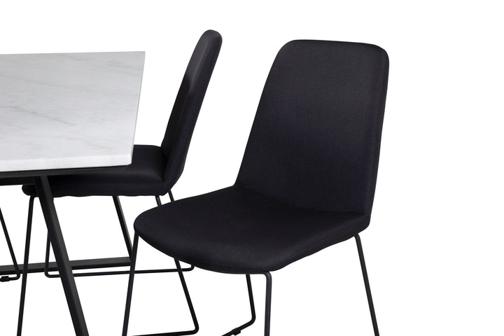 Venture Home Estelle Dining Table 140*90 - White / Black+Muce Dining Chair - Black Legs - Black Fabric_4