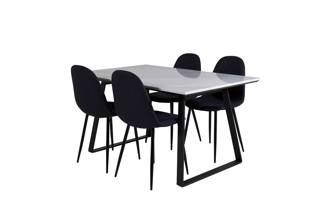 Venture Home Estelle Dining Table 140*90 - White / Black+Polar Dining Chair - Black Legs - Black Fabric_4
