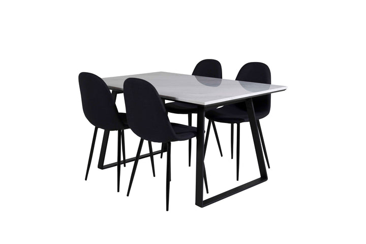 Venture Home Estelle Dining Table 140*90 - White / Black+Polar Dining Chair - Black Legs - Black Fabric_4