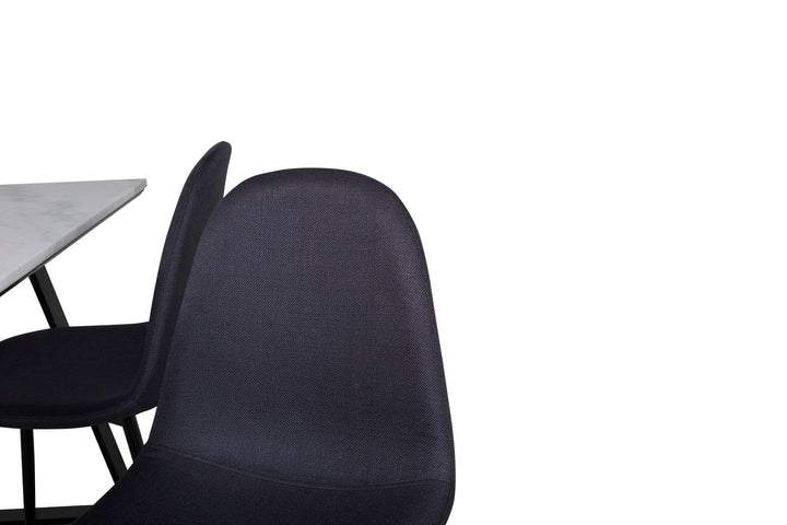 Venture Home Estelle Dining Table 140*90 - White / Black+Polar Dining Chair - Black Legs - Black Fabric_4