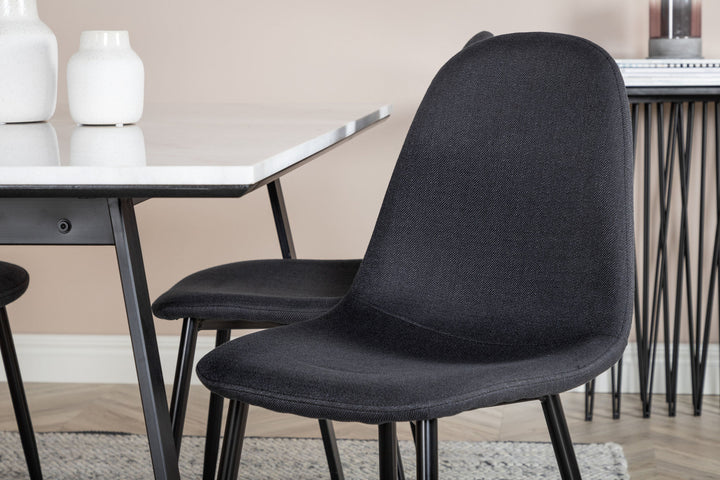 Venture Home Estelle Dining Table 140*90 - White / Black+Polar Dining Chair - Black Legs - Black Fabric_4