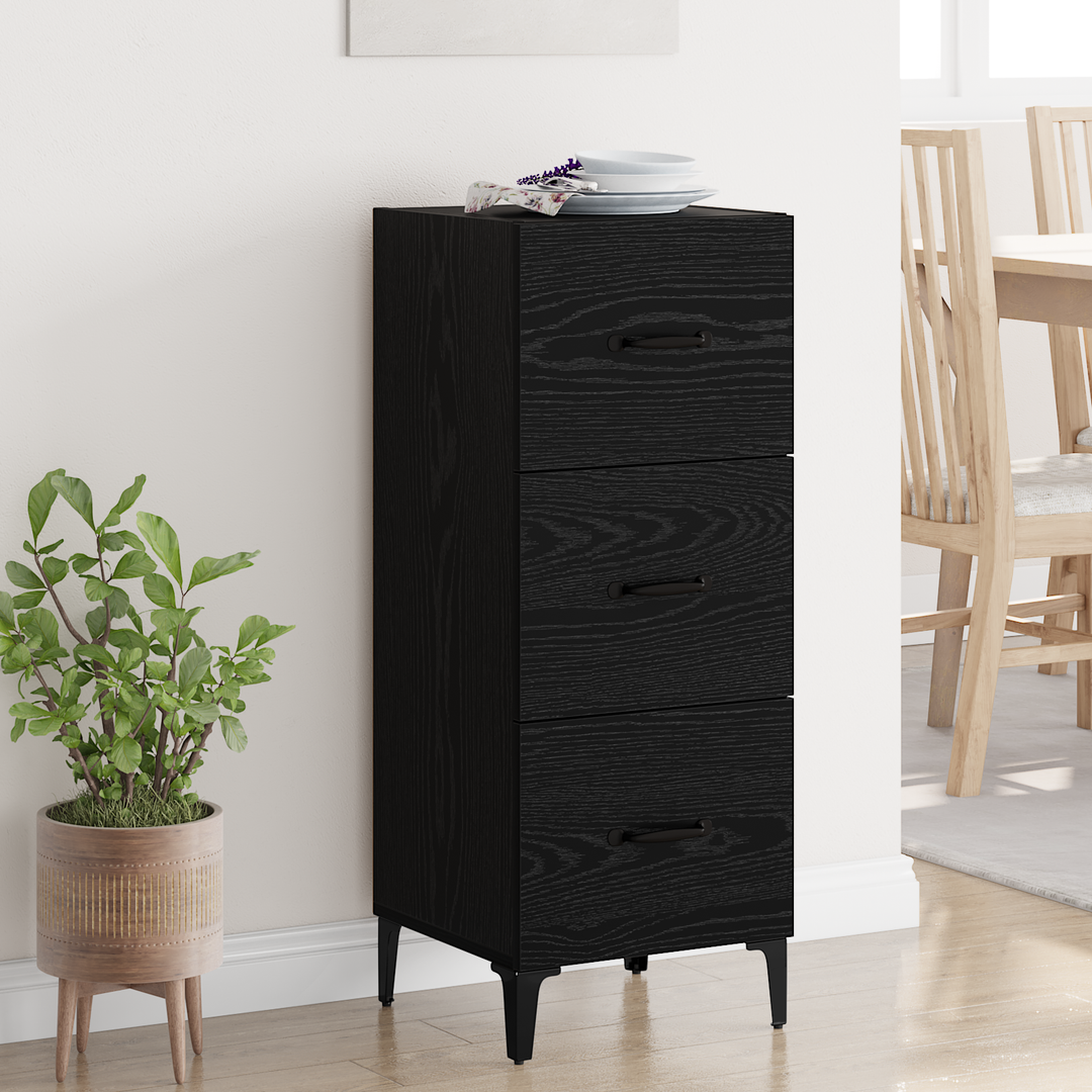 Sideboard med skuffe Sort eg 34,5 x 34 x 90 cm Konstrueret træ