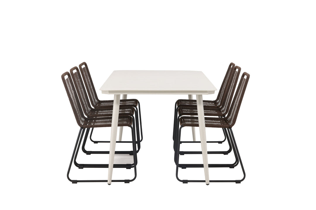 Venture Home Lina Dining Table - Beige - 200*90 +Lindos Diningchair Aluminium - Black / _6