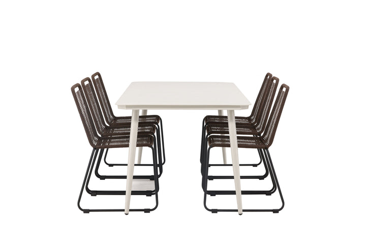 Venture Home Lina Dining Table - Beige - 200*90 +Lindos Diningchair Aluminium - Black / _6