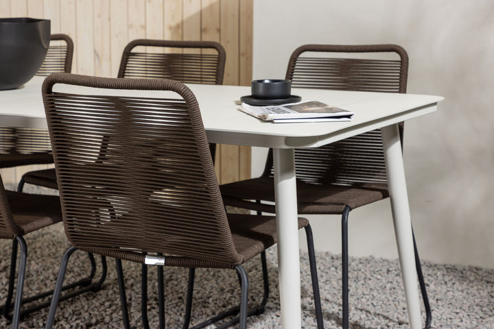 Venture Home Lina Dining Table - Beige - 200*90 +Lindos Diningchair Aluminium - Black / _6