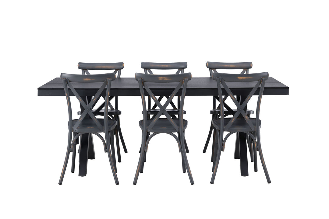 Venture Home Garcia Diningtable Alumnium - Black / Rectangular 100*200* +Tablas Diningchair Aluminium - Black / _6