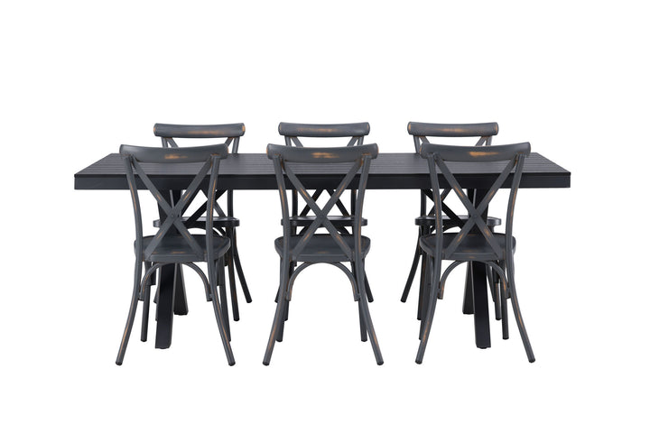Venture Home Garcia Diningtable Alumnium - Black / Rectangular 100*200* +Tablas Diningchair Aluminium - Black / _6