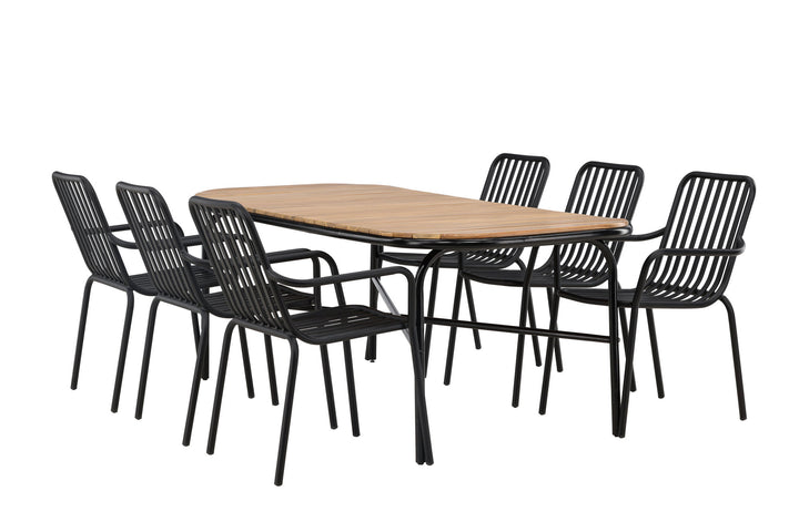 Venture Home Holmbeck Diningtable Steel - Black / Rectangular 90*200*75 +Peking Diningchair Aluminium - Black / _6