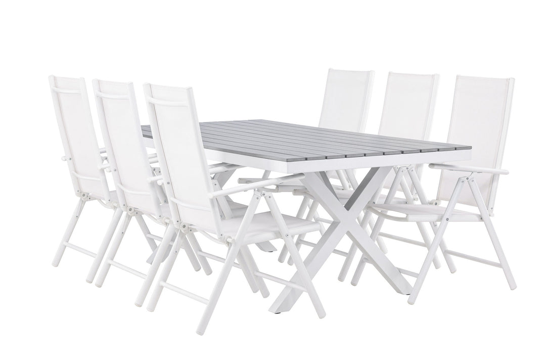 Venture Home Garcia Diningtable Alumnium - White / Light Grey Aintwood / Rectangular 100*200* +Break Diningchair Alumnium - White / Textilene _6
