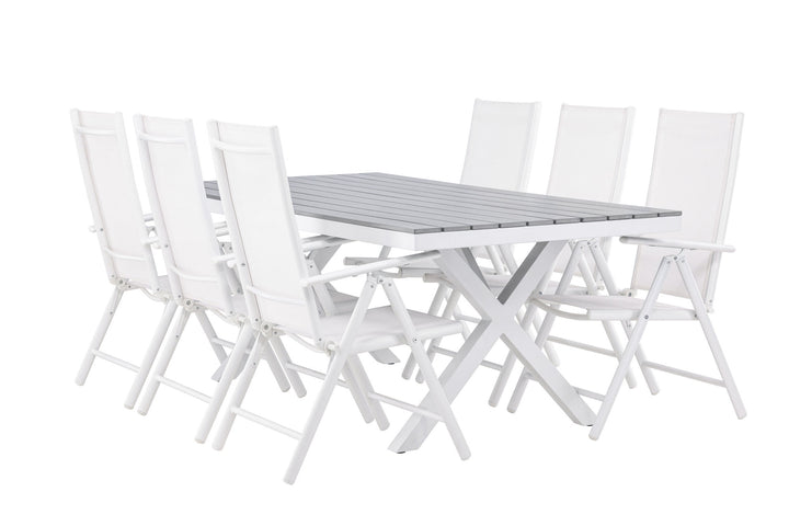 Venture Home Garcia Diningtable Alumnium - White / Light Grey Aintwood / Rectangular 100*200* +Break Diningchair Alumnium - White / Textilene _6