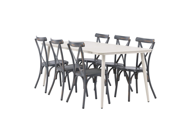 Venture Home Lina Dining Table - Beige - 200*90 +Tablas Diningchair Aluminium - Black / _6