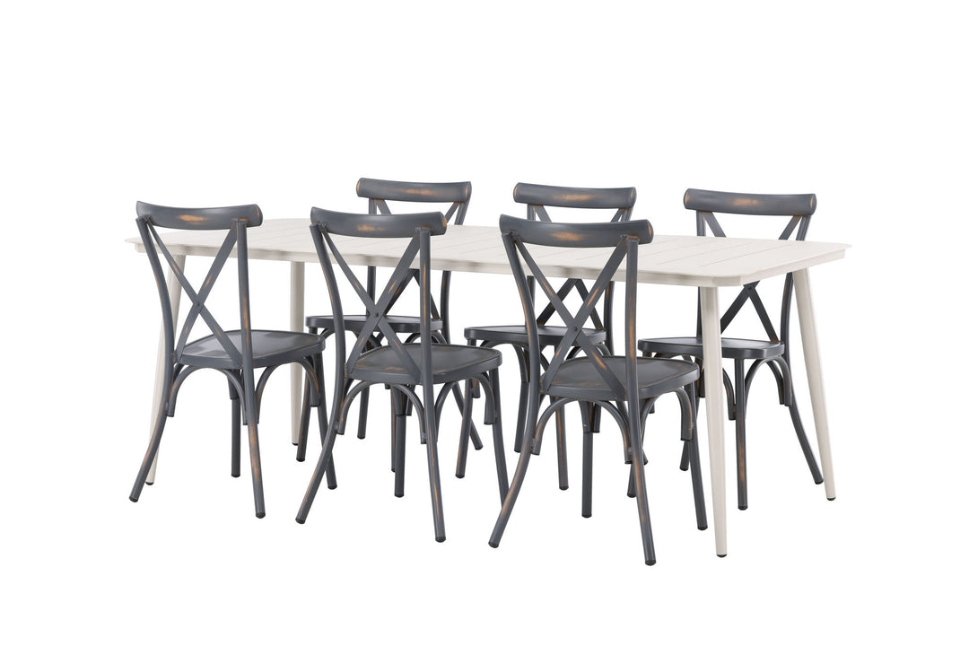 Venture Home Lina Dining Table - Beige - 200*90 +Tablas Diningchair Aluminium - Black / _6