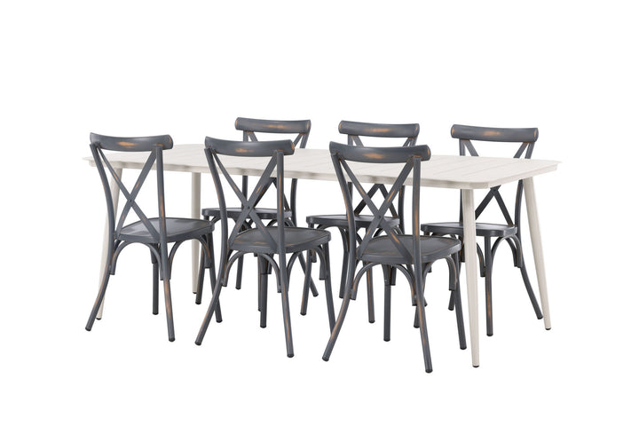 Venture Home Lina Dining Table - Beige - 200*90 +Tablas Diningchair Aluminium - Black / _6