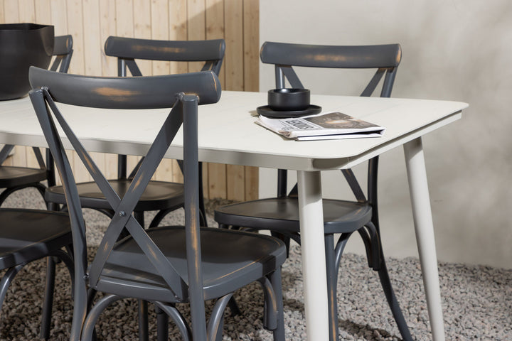 Venture Home Lina Dining Table - Beige - 200*90 +Tablas Diningchair Aluminium - Black / _6