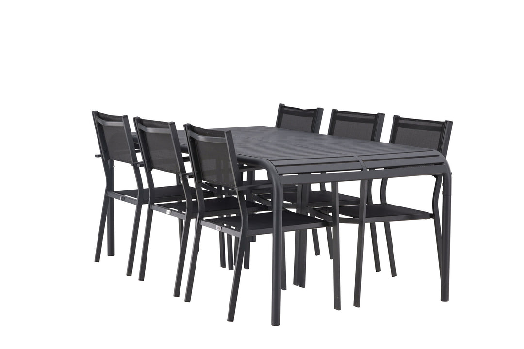 Venture Home Borneo Diningtable Aluminium - Black / Rectangular 100*200* +Copacabana Stacking Chair - Black/Black - Ersätter 4131-408 _6