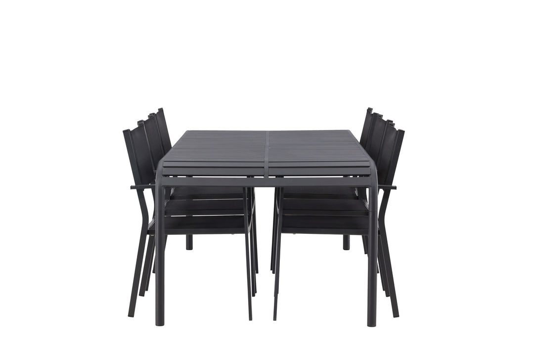 Venture Home Borneo Diningtable Aluminium - Black / Rectangular 100*200* +Copacabana Stacking Chair - Black/Black - Ersätter 4131-408 _6