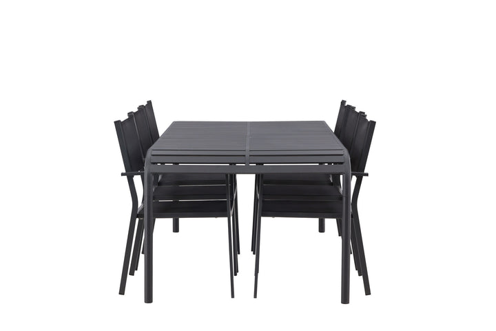 Venture Home Borneo Diningtable Aluminium - Black / Rectangular 100*200* +Copacabana Stacking Chair - Black/Black - Ersätter 4131-408 _6