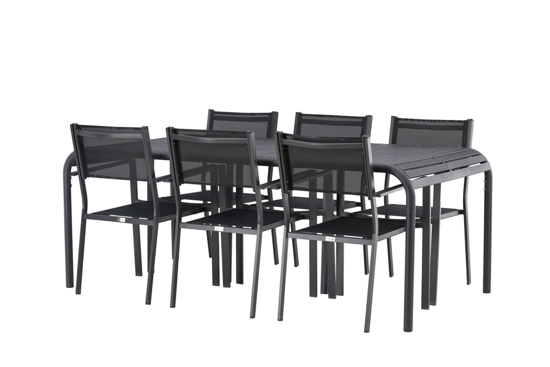 Venture Home Borneo Diningtable Aluminium - Black / Rectangular 100*200* +Copacabana Stacking Chair - Black/Black - Ersätter 4131-408 _6
