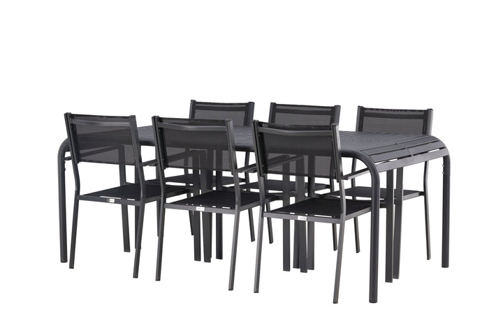 Venture Home Borneo Diningtable Aluminium - Black / Rectangular 100*200* +Copacabana Stacking Chair - Black/Black - Ersätter 4131-408 _6