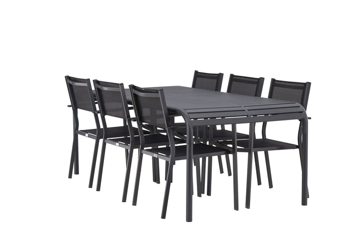 Venture Home Borneo Diningtable Aluminium - Black / Rectangular 100*200* +Copacabana Stacking Chair - Black/Black - Ersätter 4131-408 _6