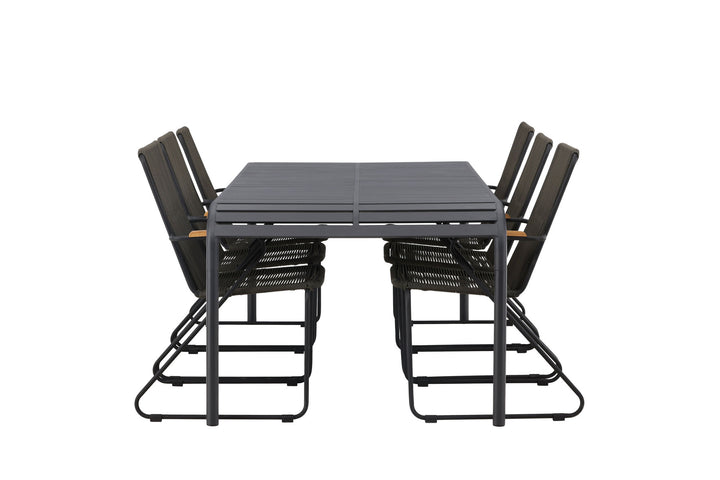 Venture Home Borneo Diningtable Aluminium - Black / Rectangular 100*200* +Bois Diningchair Steel - Black / Dark Grey Rope _6