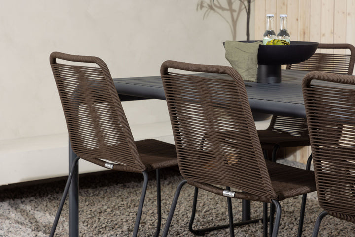 Venture Home Borneo Diningtable Aluminium - Black / Rectangular 100*200* +Lindos Diningchair Aluminium - Black / _6