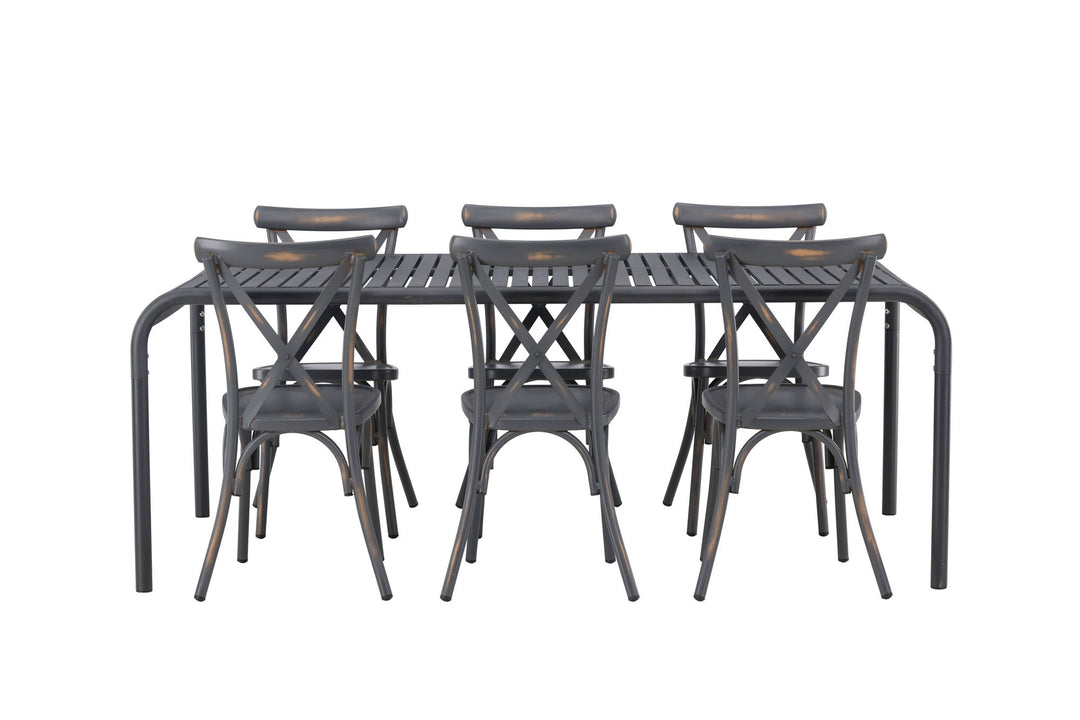 Venture Home Borneo Diningtable Aluminium - Black / Rectangular 100*200* +Tablas Diningchair Aluminium - Black / _6