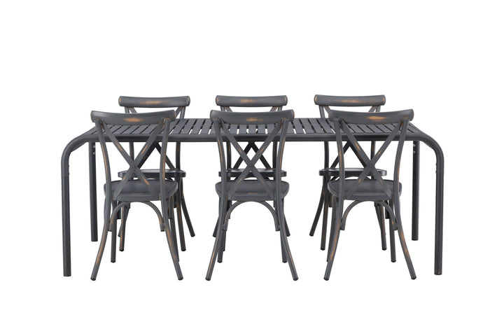 Venture Home Borneo Diningtable Aluminium - Black / Rectangular 100*200* +Tablas Diningchair Aluminium - Black / _6