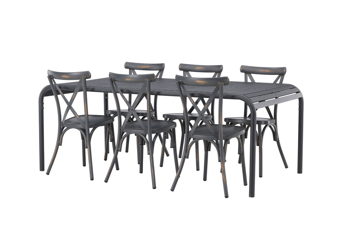 Venture Home Borneo Diningtable Aluminium - Black / Rectangular 100*200* +Tablas Diningchair Aluminium - Black / _6