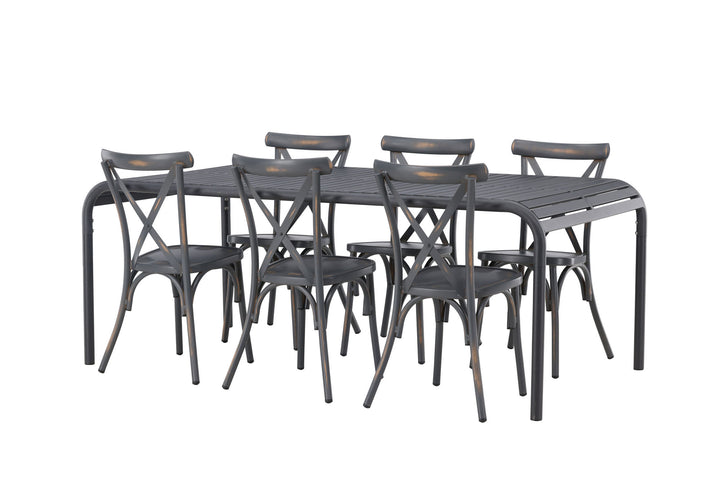 Venture Home Borneo Diningtable Aluminium - Black / Rectangular 100*200* +Tablas Diningchair Aluminium - Black / _6