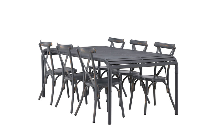 Venture Home Borneo Diningtable Aluminium - Black / Rectangular 100*200* +Tablas Diningchair Aluminium - Black / _6