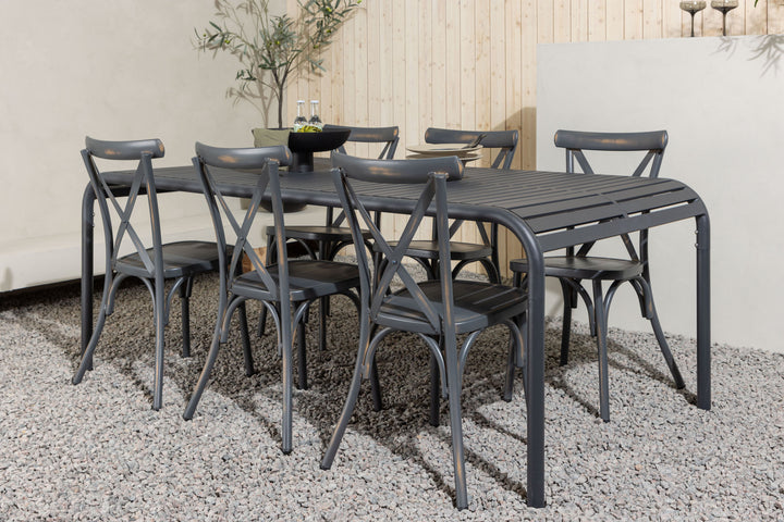 Venture Home Borneo Diningtable Aluminium - Black / Rectangular 100*200* +Tablas Diningchair Aluminium - Black / _6