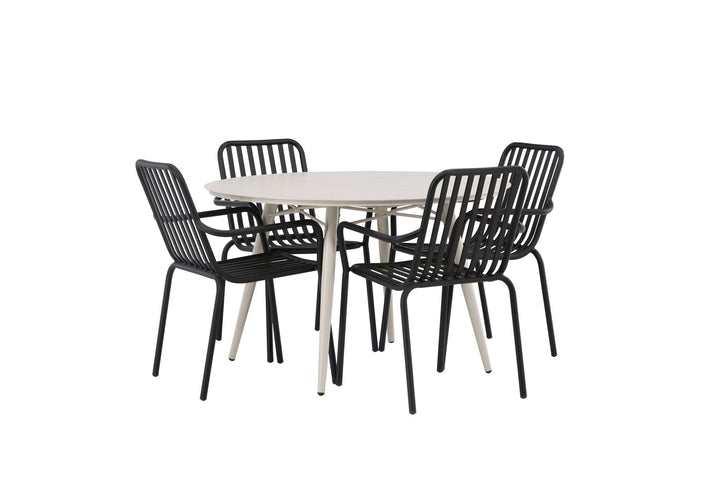 Venture Home Lina Dining Table - Beige - Round 120 cm +Peking Diningchair Aluminium - Black / _4