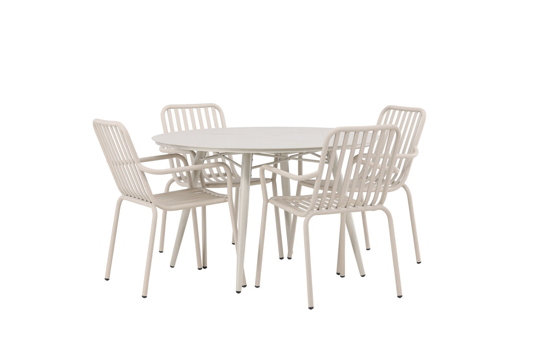 Venture Home Lina Dining Table - Beige - Round 120 cm +Peking Diningchair Aluminium - Beige / _4
