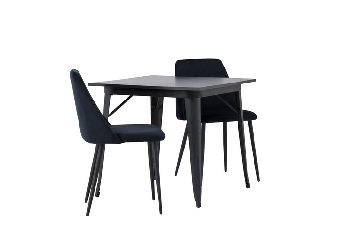 Venture Home Tempe Dining Table - Black / Black MDF +Night Dining Chair - Black / Black Velvet _2