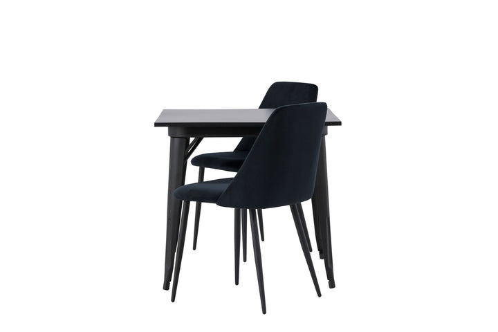 Venture Home Tempe Dining Table - Black / Black MDF +Night Dining Chair - Black / Black Velvet _2