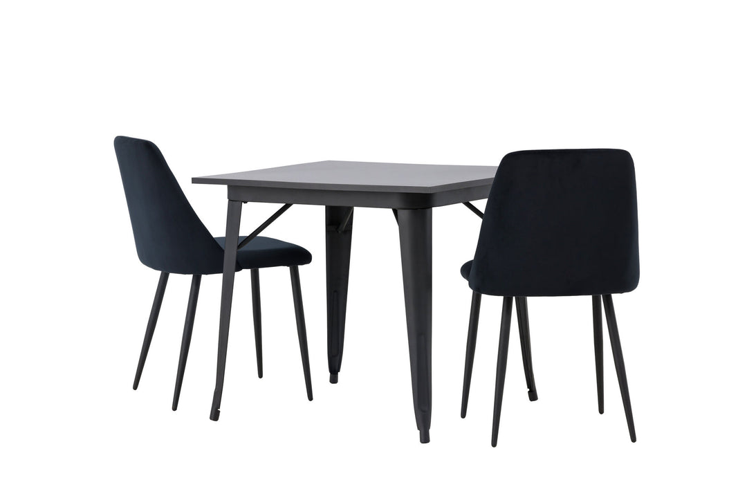Venture Home Tempe Dining Table - Black / Black MDF +Night Dining Chair - Black / Black Velvet _2
