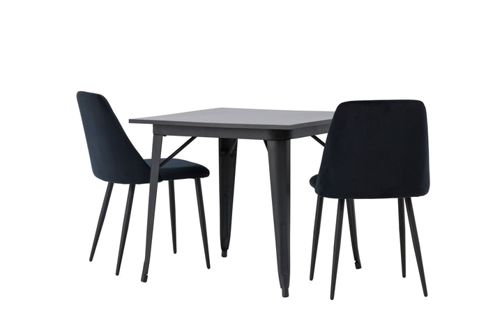 Venture Home Tempe Dining Table - Black / Black MDF +Night Dining Chair - Black / Black Velvet _2