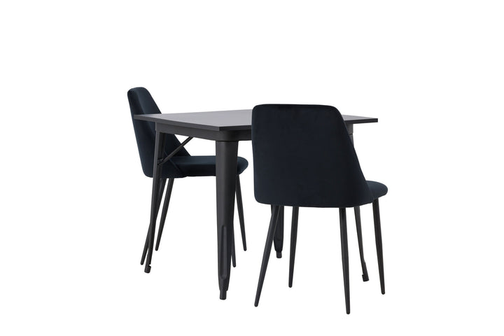 Venture Home Tempe Dining Table - Black / Black MDF +Night Dining Chair - Black / Black Velvet _2