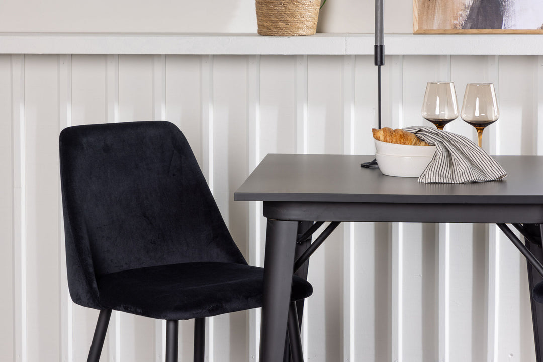 Venture Home Tempe Dining Table - Black / Black MDF +Night Dining Chair - Black / Black Velvet _2