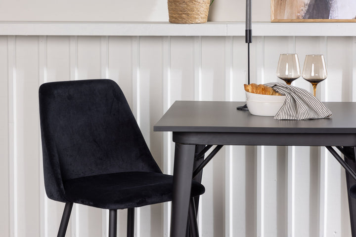 Venture Home Tempe Dining Table - Black / Black MDF +Night Dining Chair - Black / Black Velvet _2